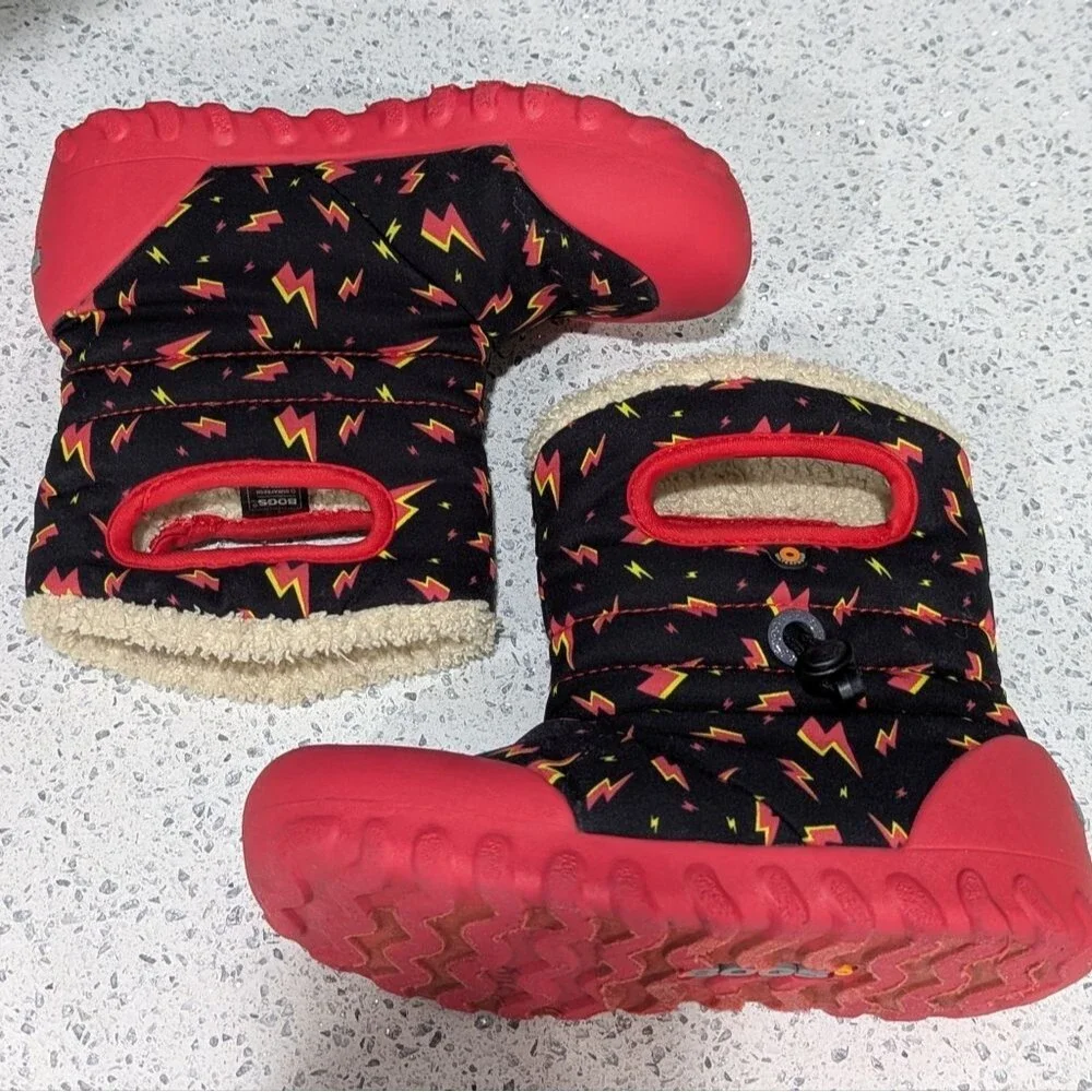 Bogs B-Moc winter boots Lightning black Red Yellow Waterproof Kids Boys Size 13